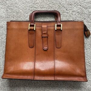 Vintage WINGS Leather Portfolio Bag Suede Interior Structured Briefcase Brown